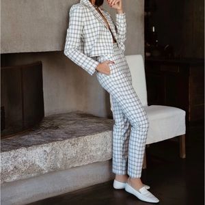 Danielle Bernstein plaid pants high rise